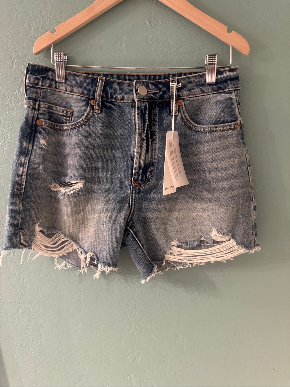 Dear John Distressed Denim Shorts - Blue Wash